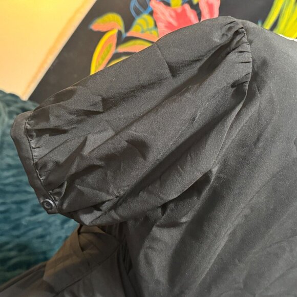 FOREVER 21 Folk Embroidered V-Neck Collared Mini Dress, Black & Tan, Large - Picture 9 of 16